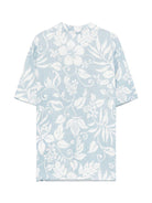 Camicia con stampa per bambino Paolo Pecora Kids azzurro con mini targhetta logo - Rubino Kids