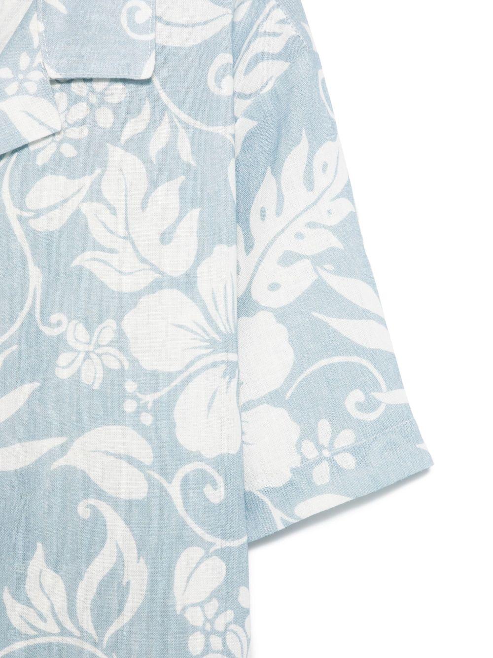 Camicia con stampa per bambino Paolo Pecora Kids azzurro con mini targhetta logo - Rubino Kids