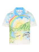 Camicia da bambino Casablanca Kids blu con stampa grafica - Rubino Kids