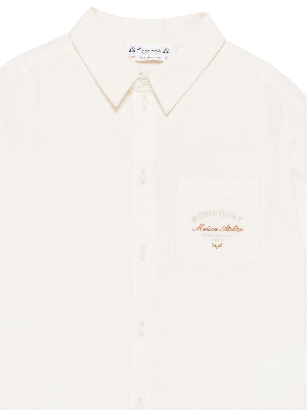 Camicia Elyas per bambino Bonpoint bianca con ricamo logo sul davanti - Rubino Kids