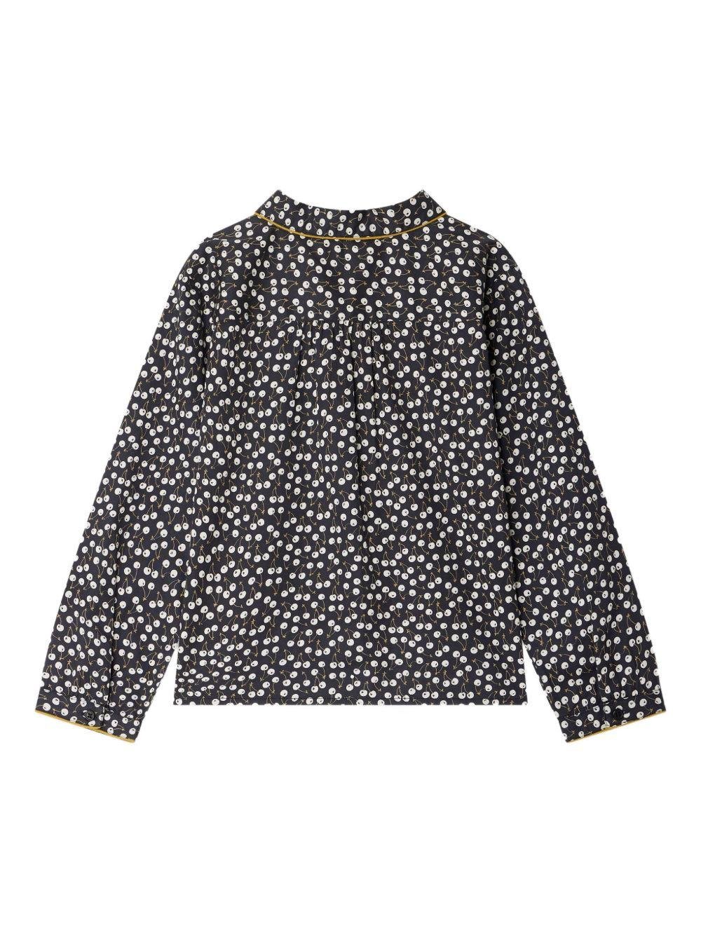 Camicia Jacinthe per bambina Bonpoint blu con stampa ciliegia - Rubino Kids