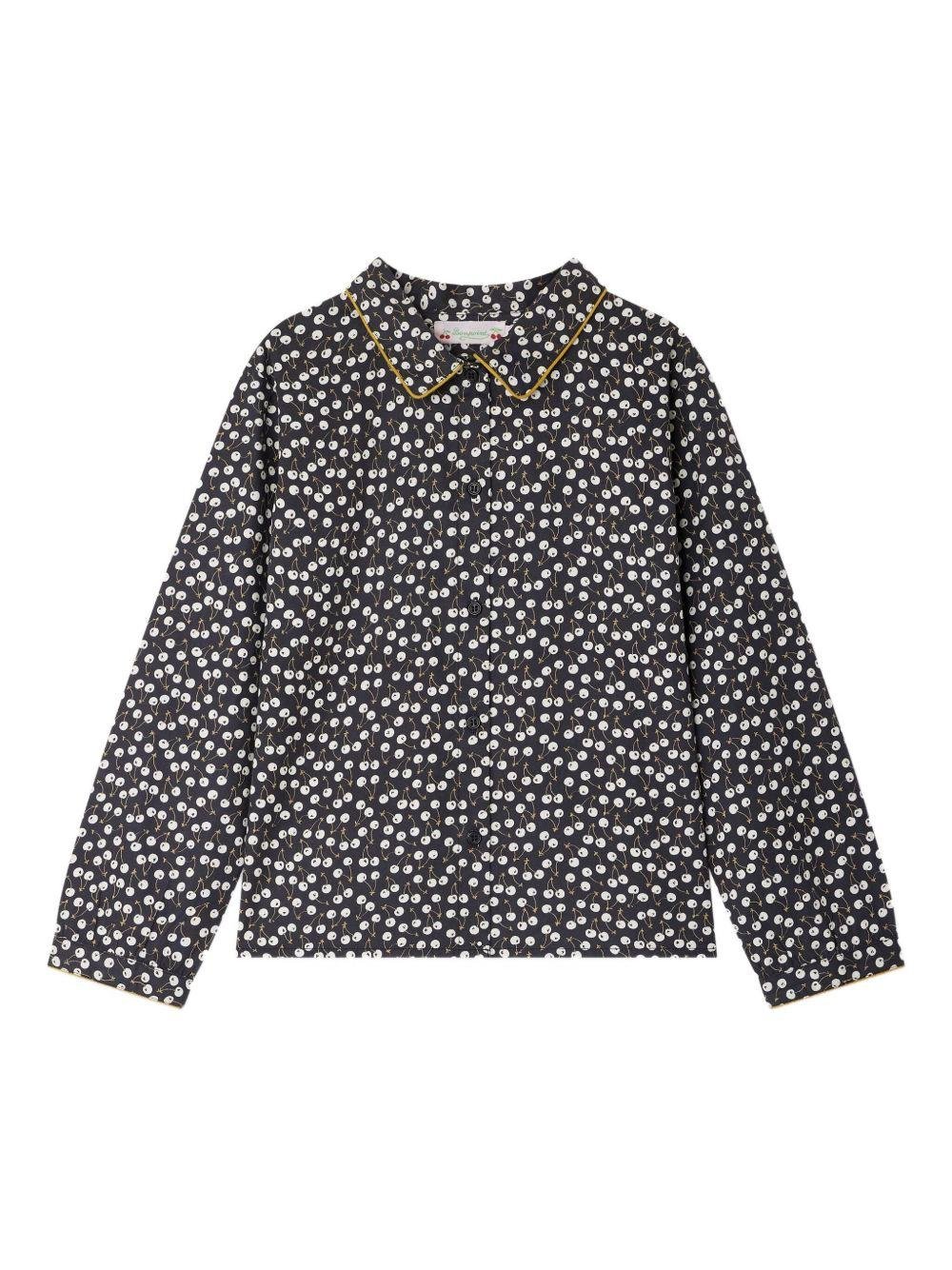 Camicia Jacinthe per bambina Bonpoint blu con stampa ciliegia - Rubino Kids