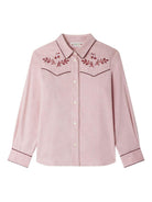 Camicia Jiggle per bambina Bonpoint rosa con carré ricamato - Rubino Kids