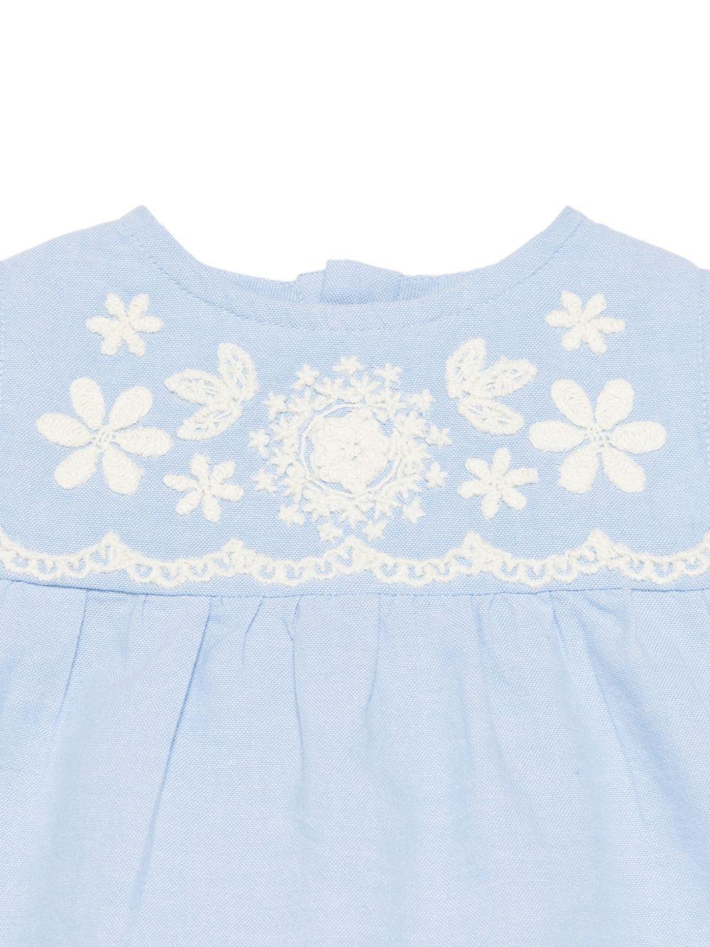 Camicia Malaya per neonata Louise Misha azzurra con ricami floreali - Rubino Kids