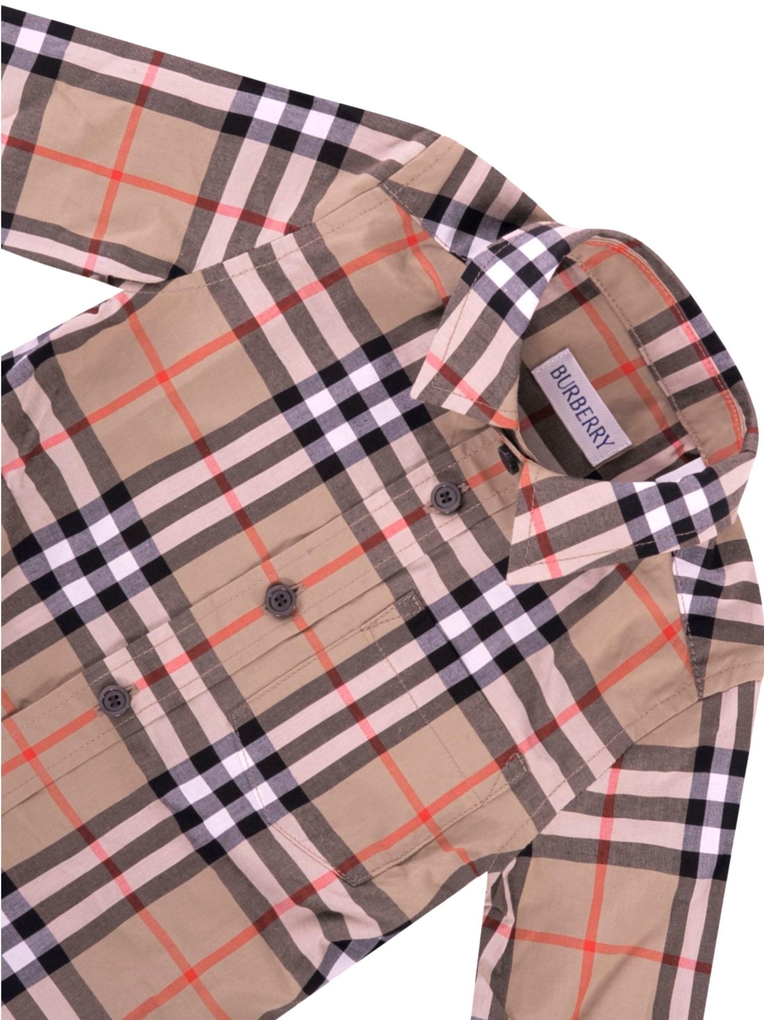 Camicia neonato Burberry Kids beige a quadri - Rubino Kids