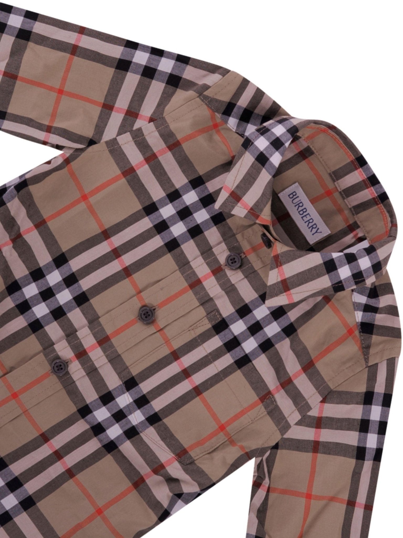 Camicia neonato Burberry Kids beige a quadri - Rubino Kids