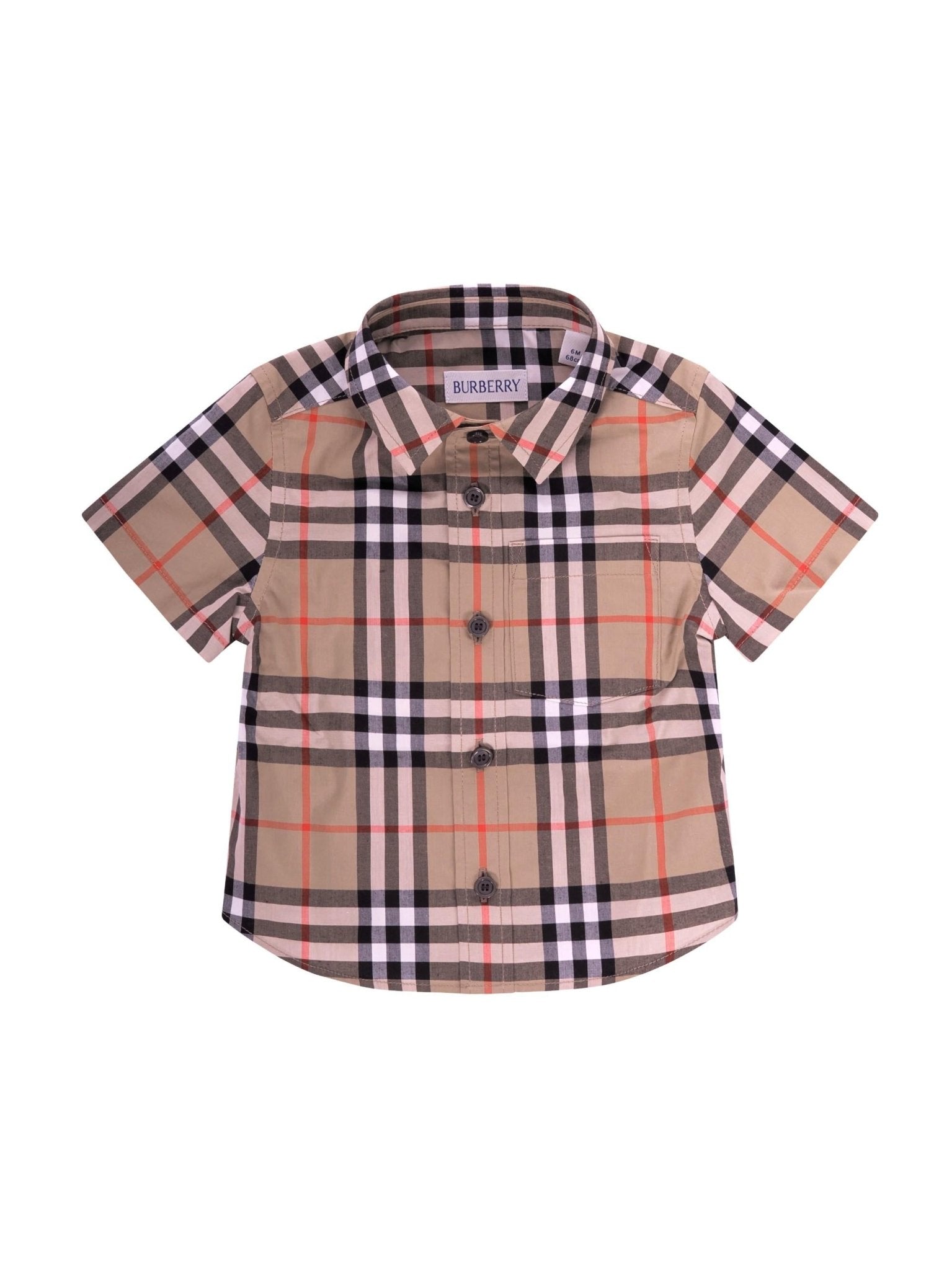 Camicia neonato Burberry Kids beige con motivo a quadri - Rubino Kids