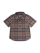 Camicia neonato Burberry Kids beige con motivo a quadri - Rubino Kids