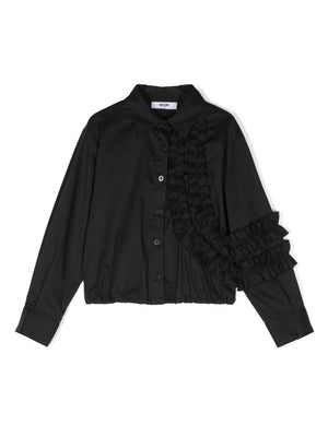 Camicia nera per bambina in popeline MSGM Kids