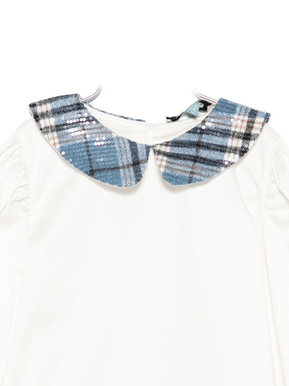 Camicia per bambina A'lapage bianca con colletto a motivo scozzese - Rubino Kids