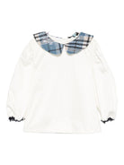 Camicia per bambina A'lapage bianca con colletto a motivo scozzese - Rubino Kids