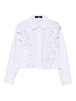 Camicia per bambina Balmain Kids bianca con colletto classico