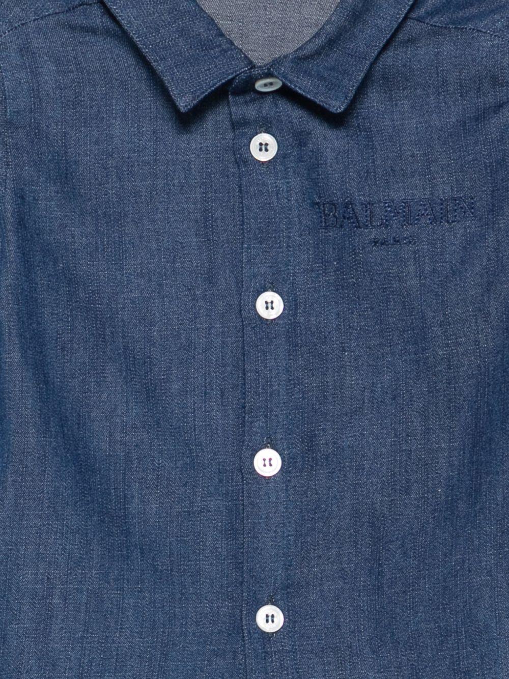 Camicia per bambina Balmain Kids blu scuro con bottoni - Rubino Kids