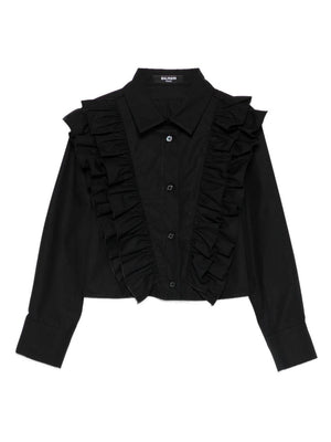 Camicia per bambina Balmain Kids nero con ruches