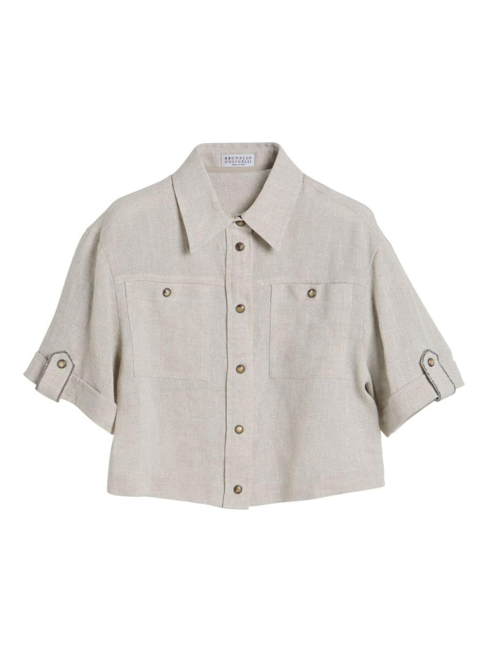 Camicia per bambina Brunello Cucinelli Kids beige con glitter - Rubino Kids