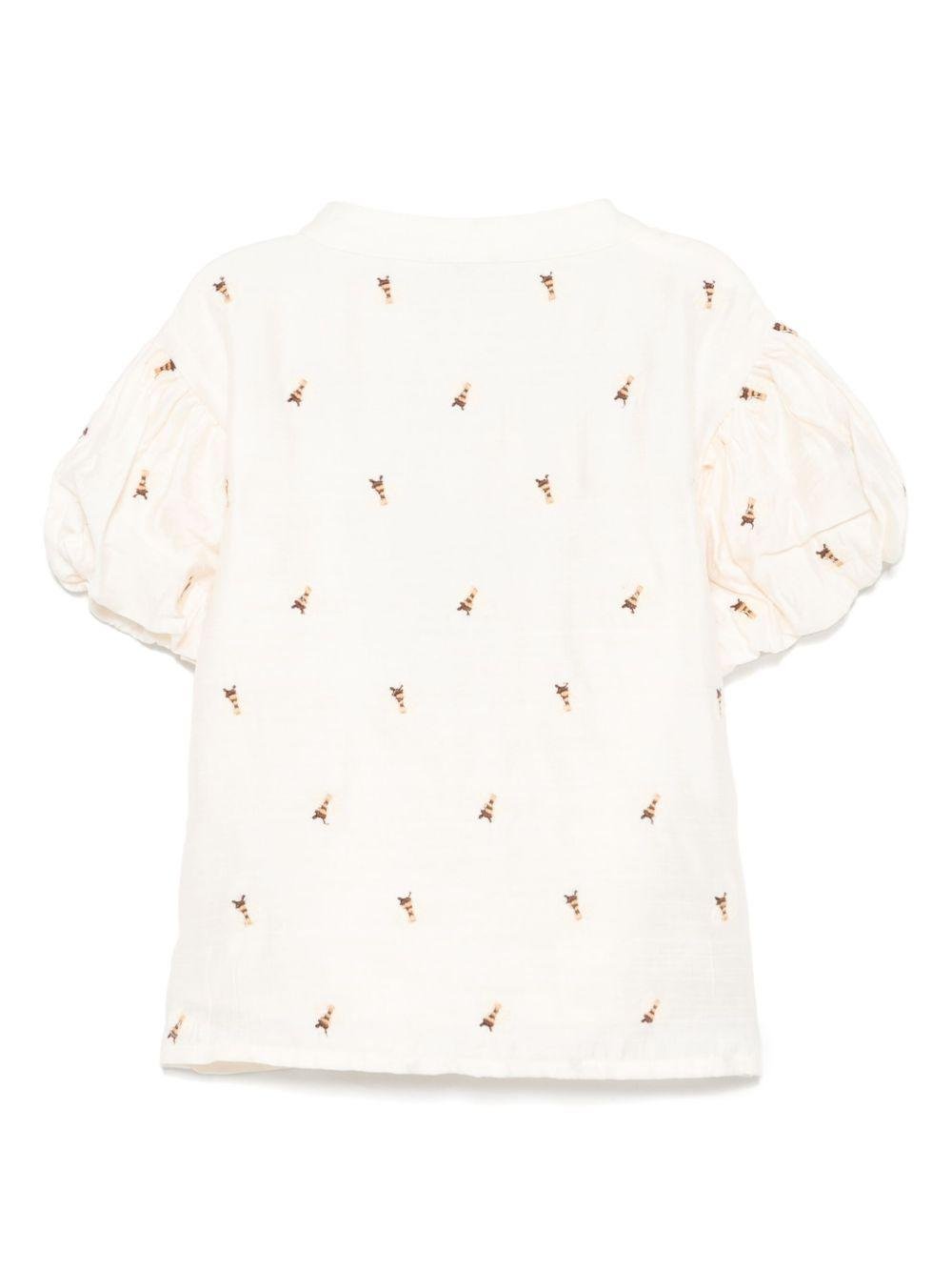 Camicia per bambina Donsje Ezrah beige con ricamo all - over - Rubino Kids