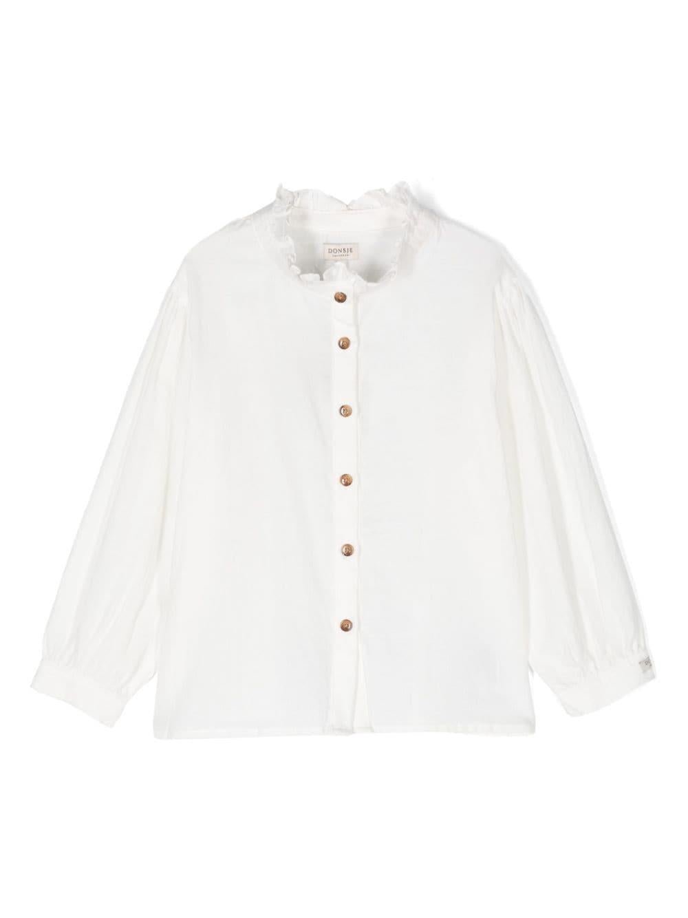 Camicia per bambina Donsje Fini bianco con colletto con increspature - Rubino Kids