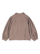 Camicia per bambina Donsje Ister marrone con colletto con pettorina - Rubino Kids