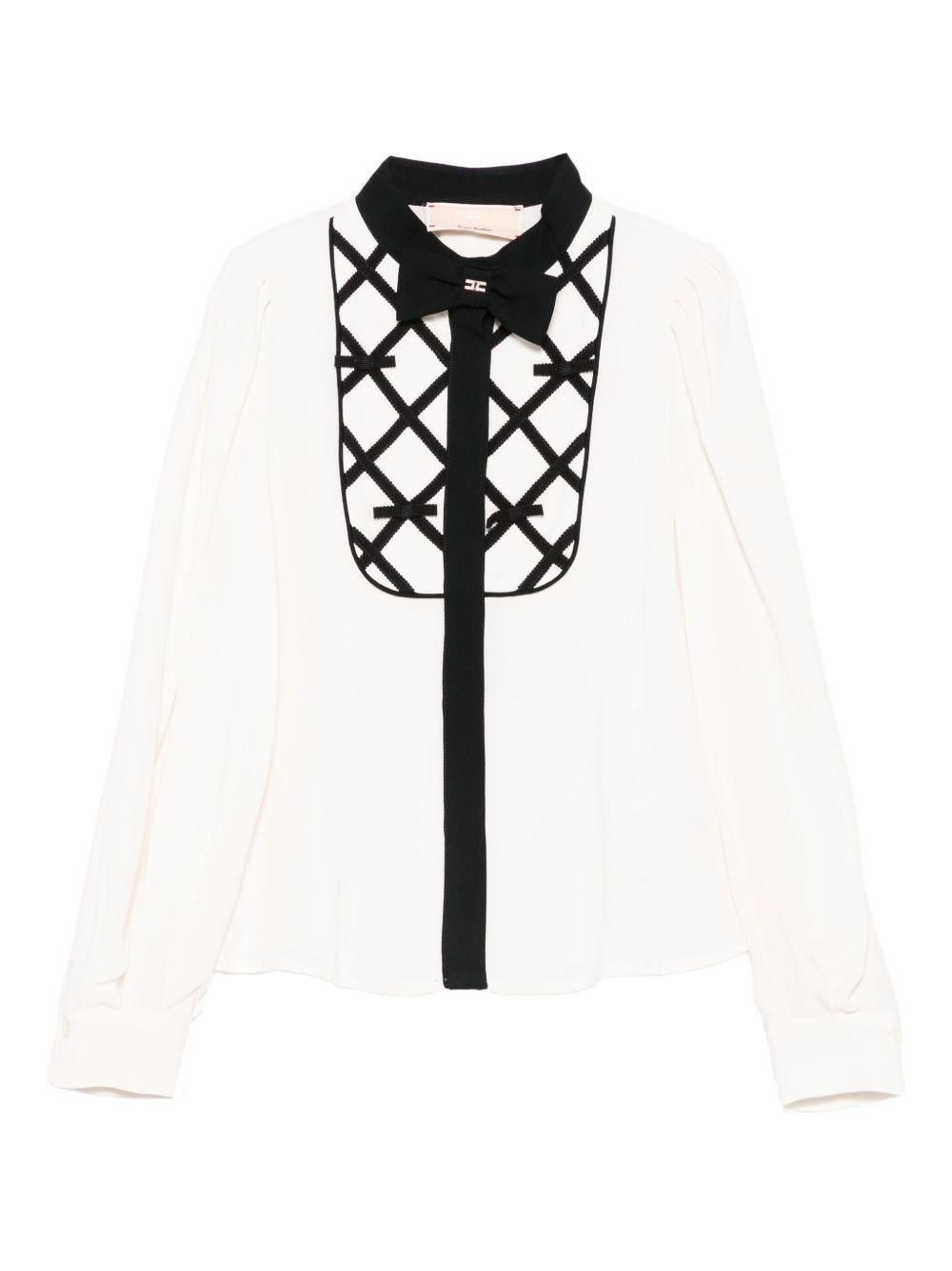 Camicia per bambina Elisabetta Franchi La Mia Bambina bianca con dettaglio nero - Rubino Kids
