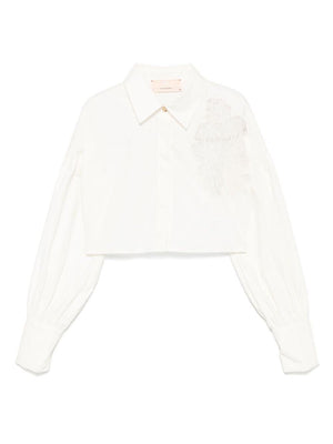 Elisabetta Franchi La Mia Bambina white shirt for girls with lace applique
