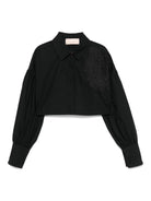 Camicia per bambina Elisabetta Franchi La Mia Bambina nero con applicazione in pizzo - Rubino Kids