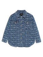 Camicia per bambina John Richmond Junior in denim con logo jacquard - Rubino Kids