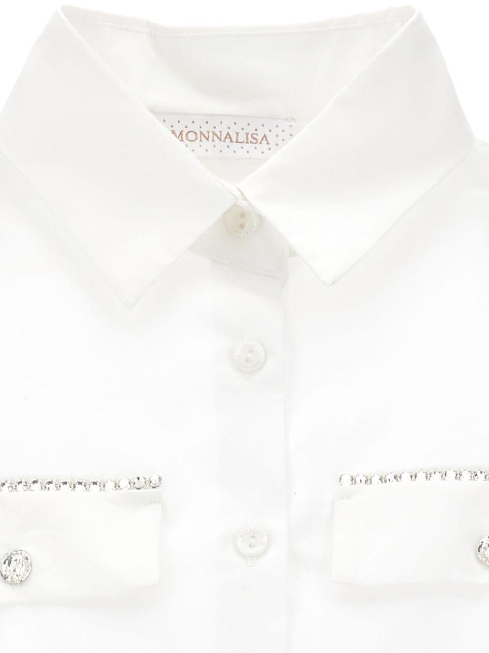 Camicia per bambina Monnalisa bianca con design crop - Rubino Kids