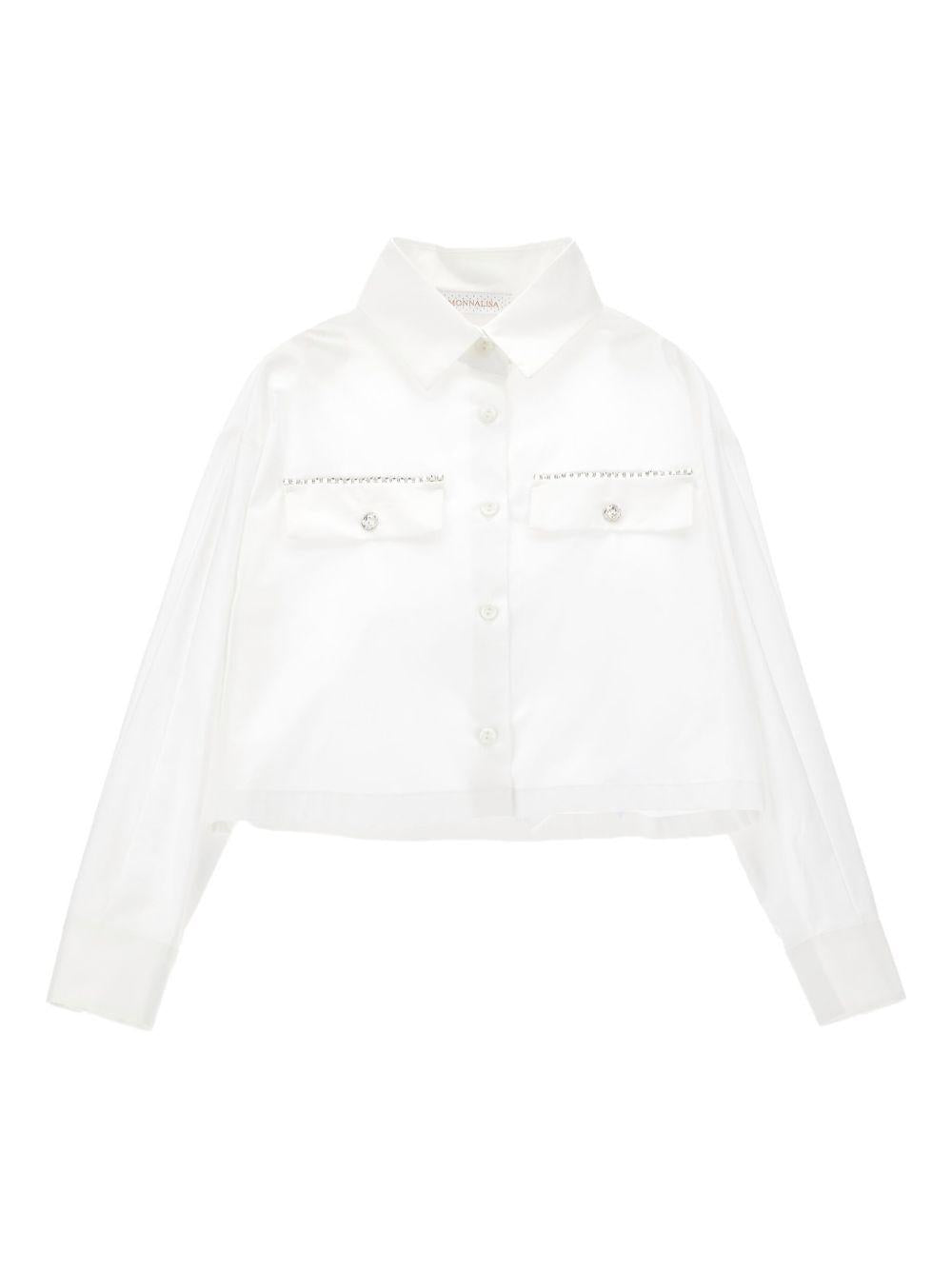 Camicia per bambina Monnalisa bianca con design crop - Rubino Kids