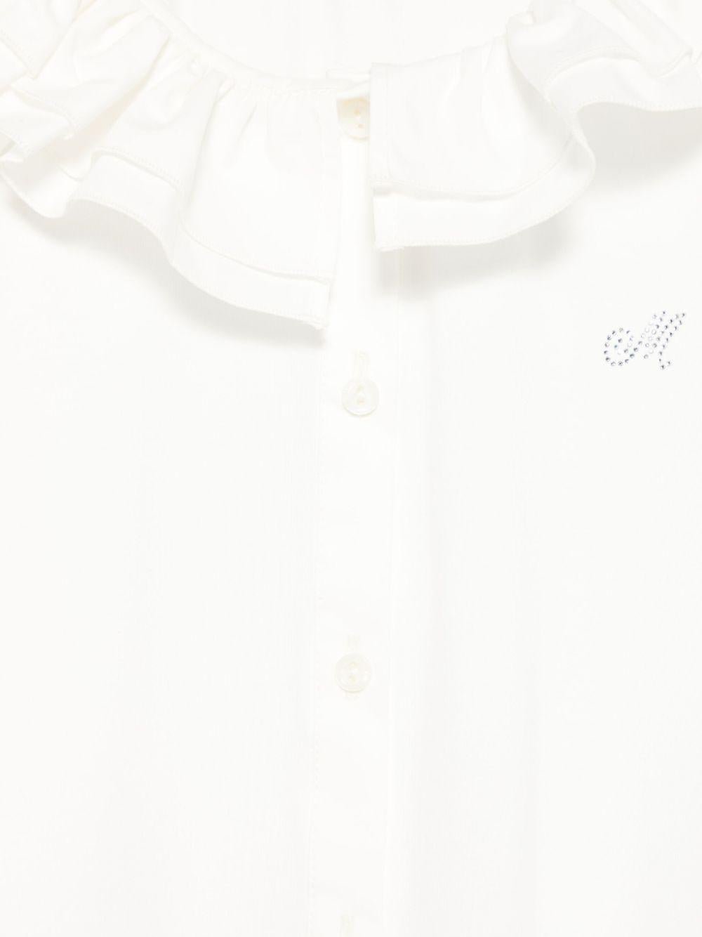Camicia per bambina Monnalisa bianco con rifiniture ruches - Rubino Kids