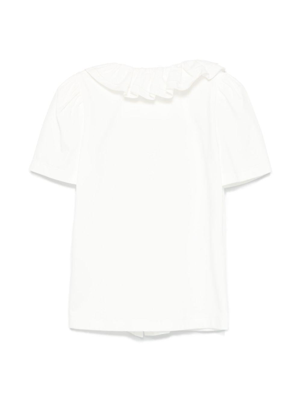 Camicia per bambina Monnalisa bianco con rifiniture ruches - Rubino Kids