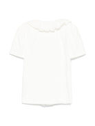 Camicia per bambina Monnalisa bianco con rifiniture ruches - Rubino Kids