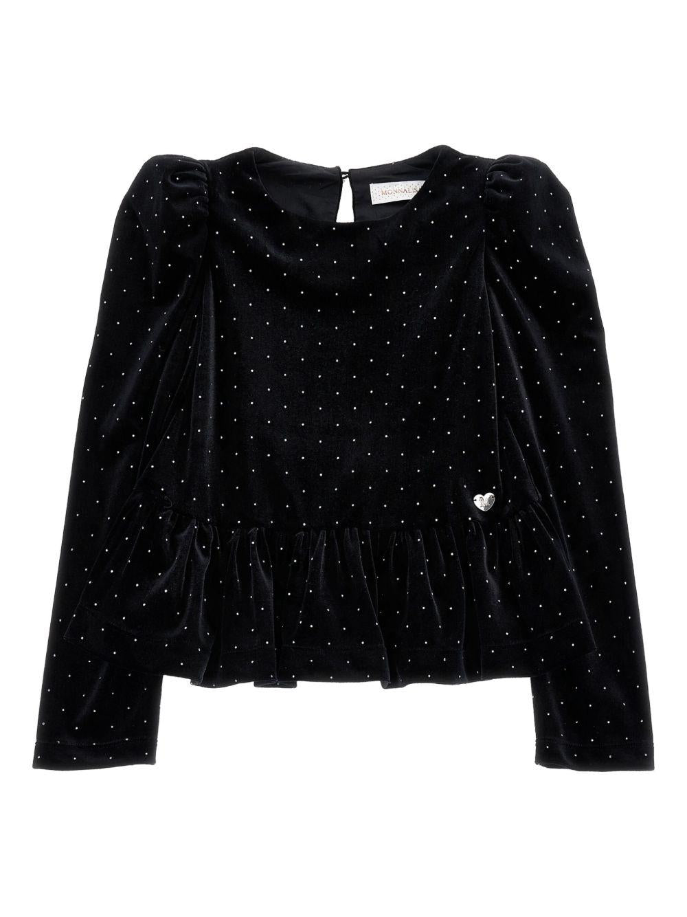 Camicia per bambina Monnalisa nero a pois - Rubino Kids