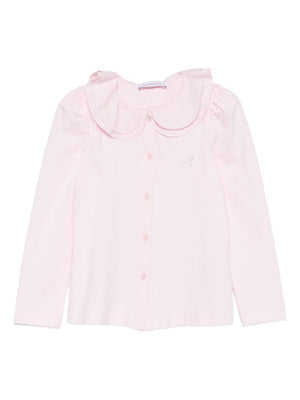Camicia per bambina Monnalisa rosa con colletto arricciato