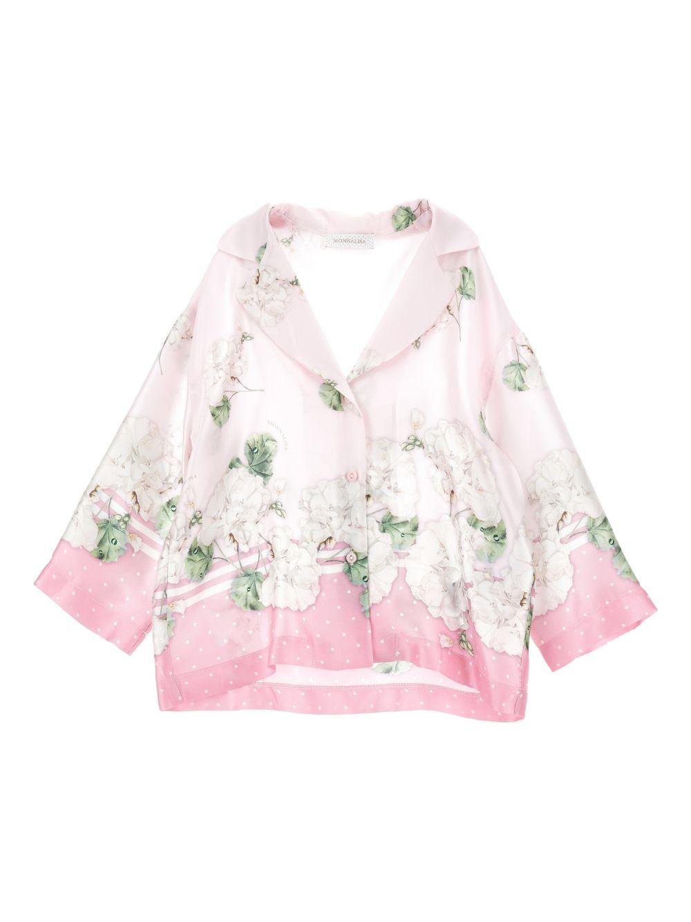 Camicia per bambina Monnalisa rosa con stampa a fiori - Rubino Kids