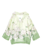 Camicia per bambina Monnalisa verde a pois con stampa a fiori - Rubino Kids