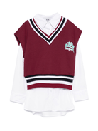 Camicia per bambina MSGM Kids rossa con scollo a V - Rubino Kids