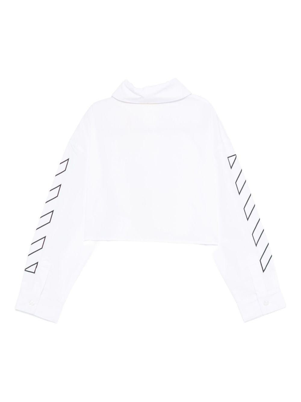 Camicia per bambina Off - White Kids bianco modello crop - Rubino Kids