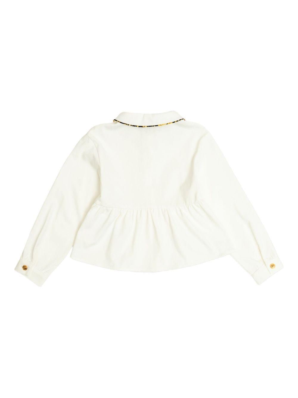 Camicia per bambina Versace Kids bianco con colletto alla Peter Pan - Rubino Kids
