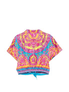Camicia per bambina Versace Kids rosa con design barocco - Rubino Kids
