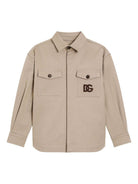 Camicia per bambini Dolce & Gabbana Kids beige con chiusura frontale con zip - Rubino Kids