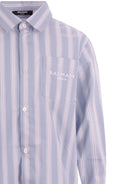 Camicia per bambino Balmain Kids azzurra con motivo a righe - Rubino Kids