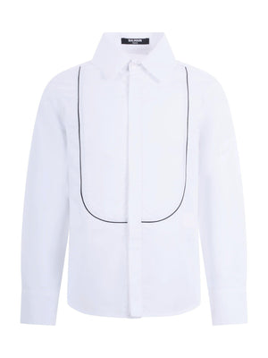 Balmain Kids white shirt with classic collar for boys
