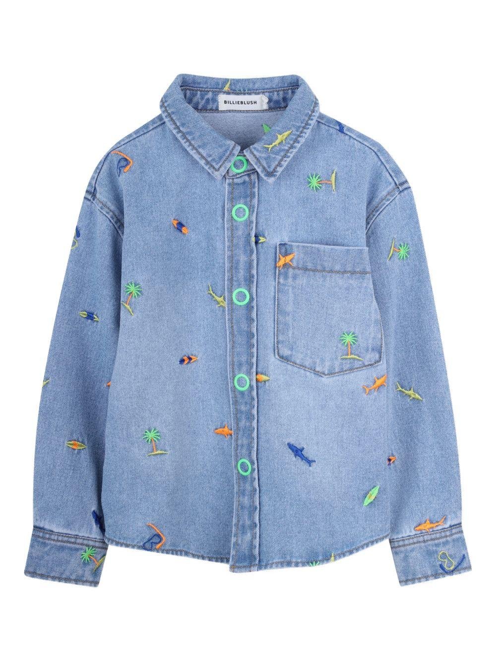 Camicia per bambino Billieblush denim con decorazione in ricamo - Rubino Kids