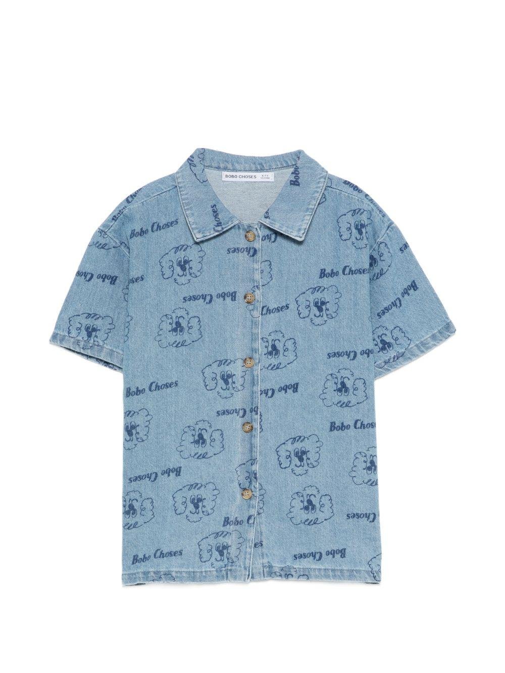 Camicia per bambino Bobo Choses denim con stampa grafica Pickle The Dog - Rubino Kids