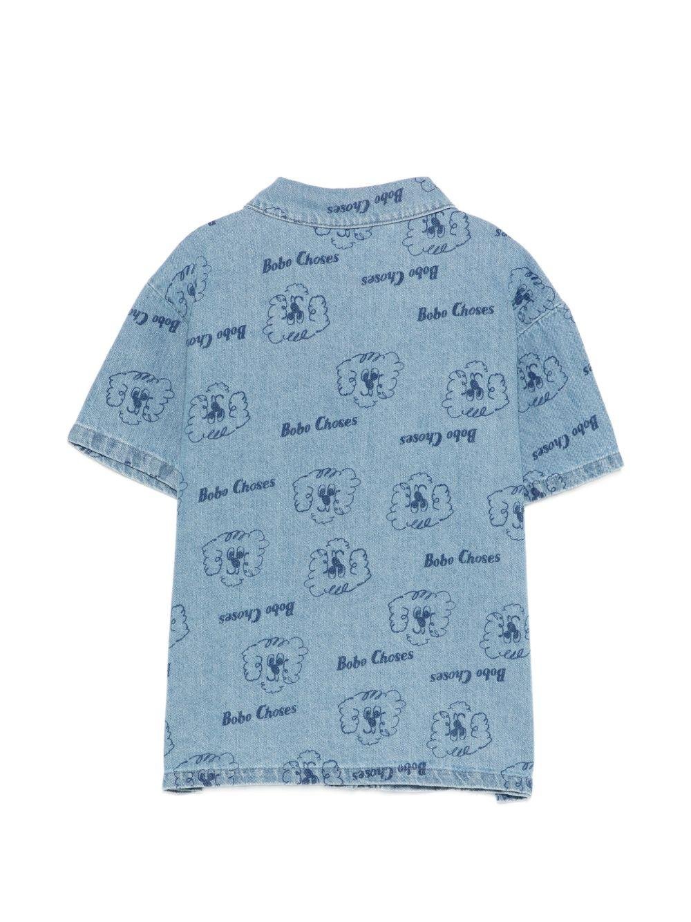 Camicia per bambino Bobo Choses denim con stampa grafica Pickle The Dog - Rubino Kids