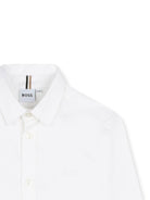 Camicia per bambino Boss Kids bianca con logo ricamato - Rubino Kids