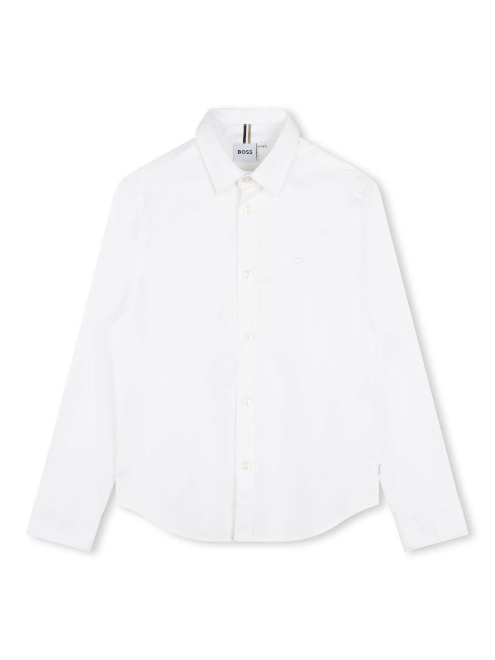 Camicia per bambino Boss Kids bianco con logo ricamato - Rubino Kids