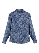 Camicia per bambino Brunello Cucinelli Kids blu con colletto alla coreana - Rubino Kids