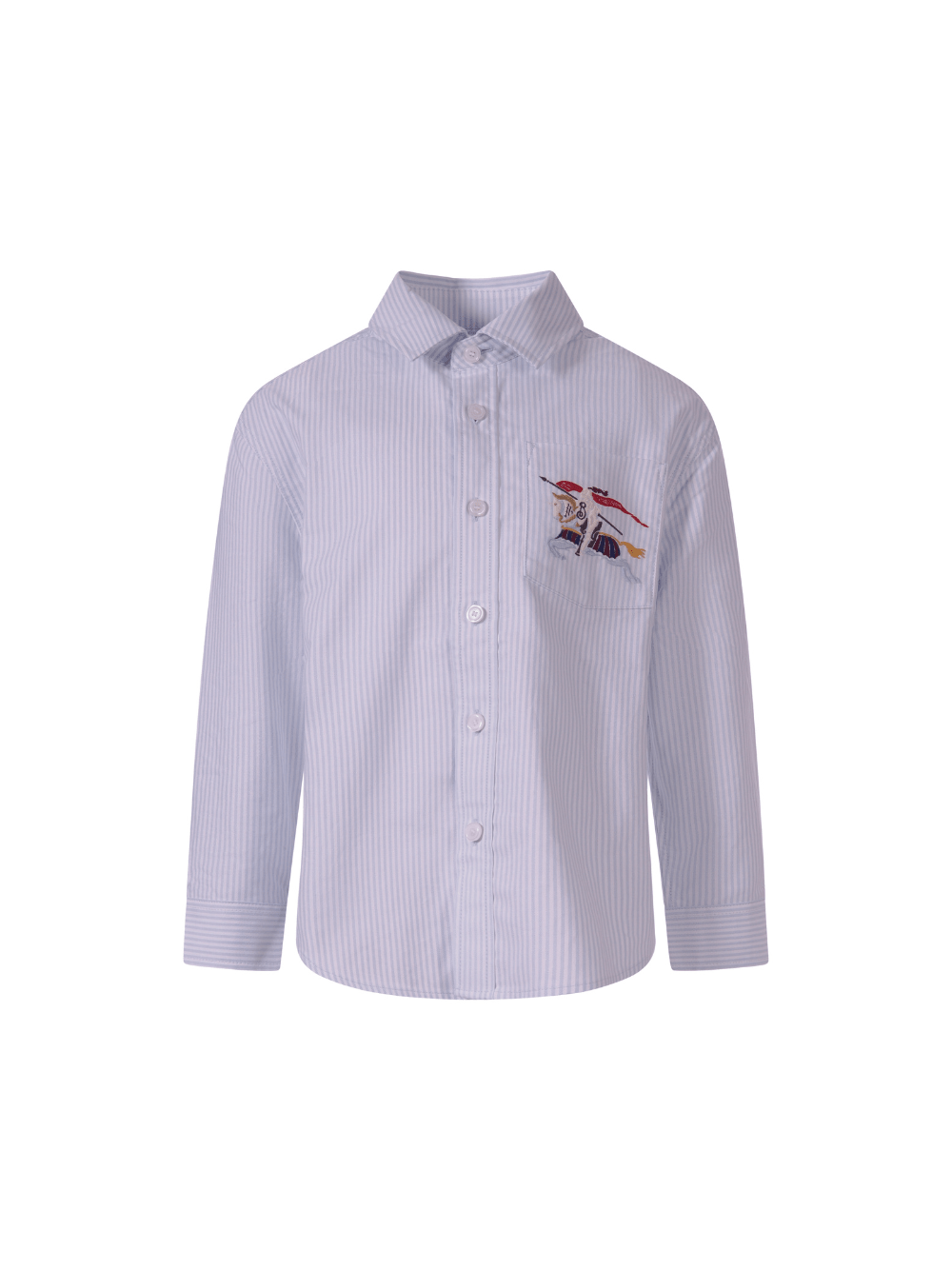 Camicia per bambino Burberry Kids azzurra con Equestrian Knight sul davanti - Rubino Kids