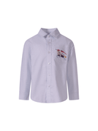 Camicia per bambino Burberry Kids azzurra con Equestrian Knight sul davanti - Rubino Kids